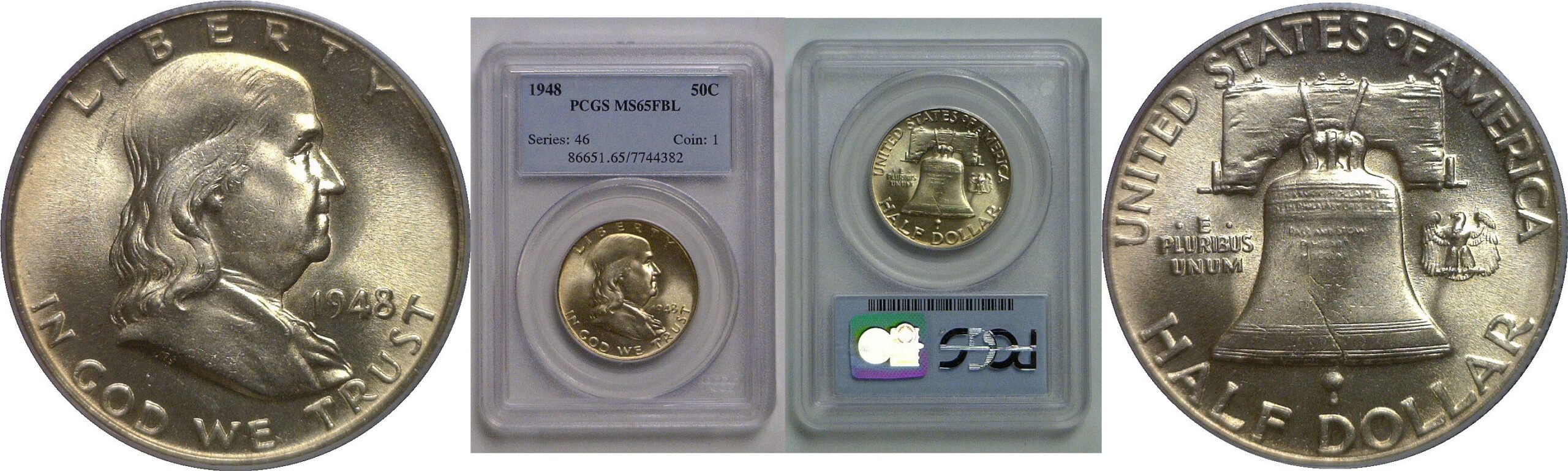 1948 Franklin Half Dollar   PCGS MS-65 FBL