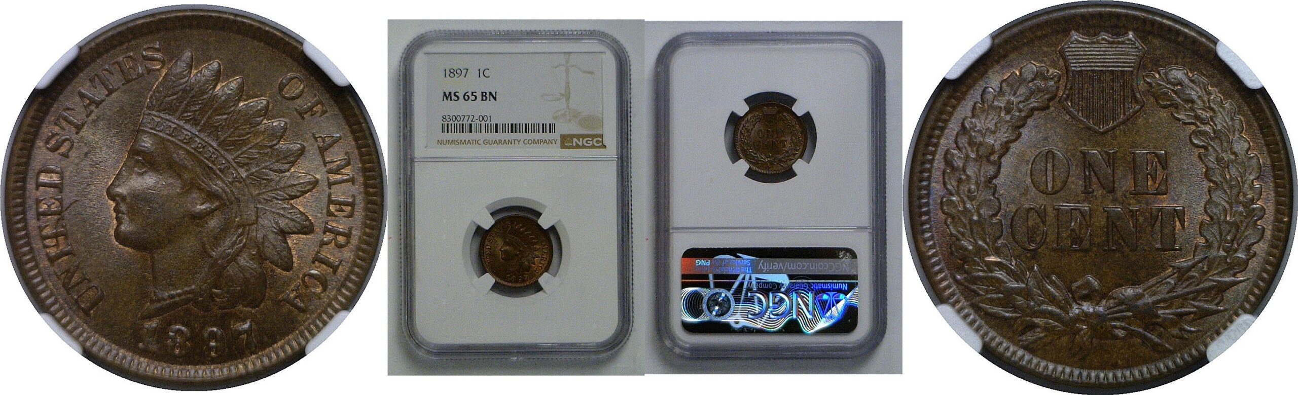 1897 Indian Head Cent   NGC MS-65 BN