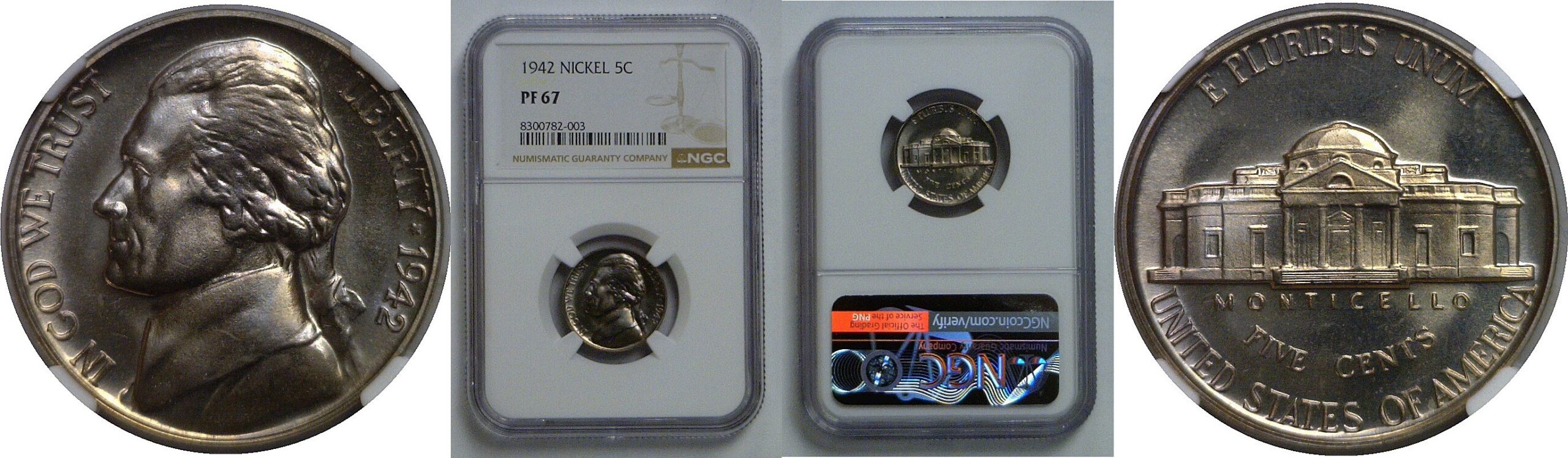 1942 Type 1   Jefferson Nickel   NGC PR-67
