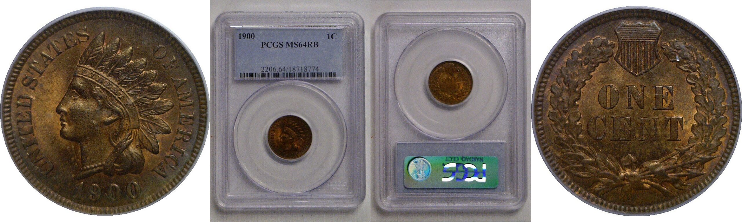1900 Indian Head Cent   PCGS MS-64 RB