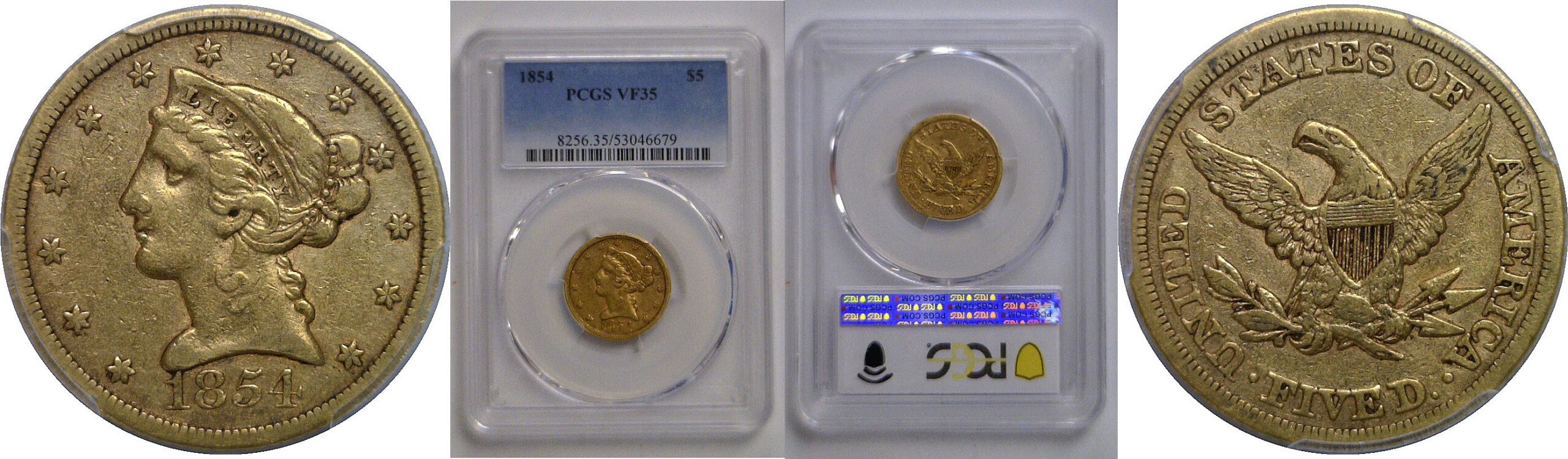 1854 $5 Liberty   PCGS VF-35