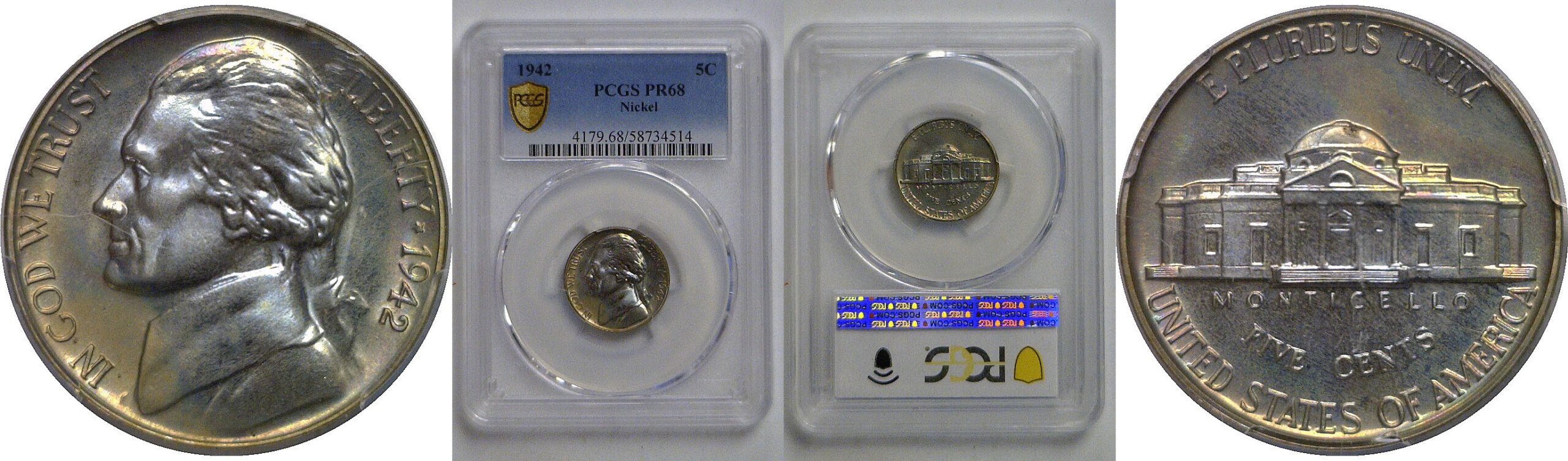 1942 Jefferson Nickel   PCGS PR-68