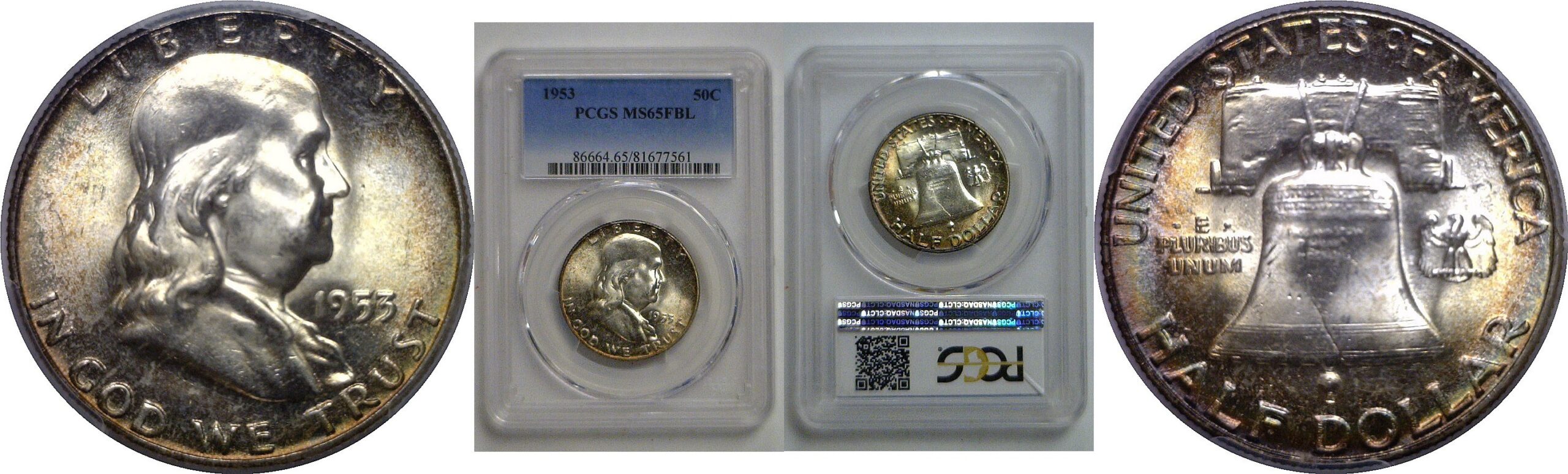 1953 Franklin Half Dollar   PCGS MS-65 FBL