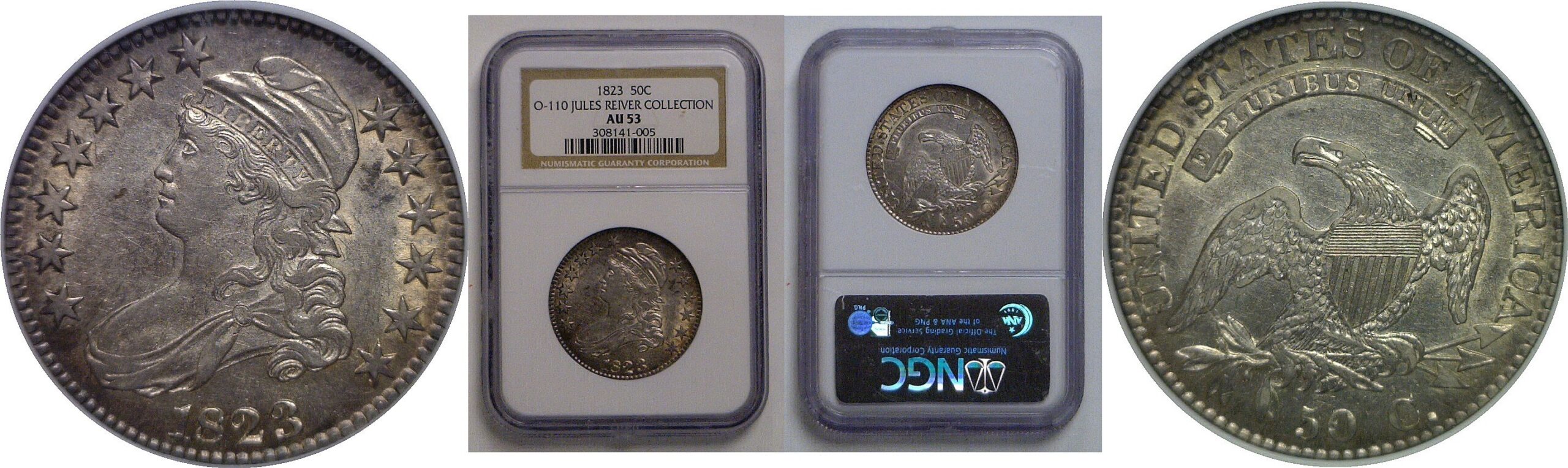1823 Bust Half Dollar   NGC AU-53