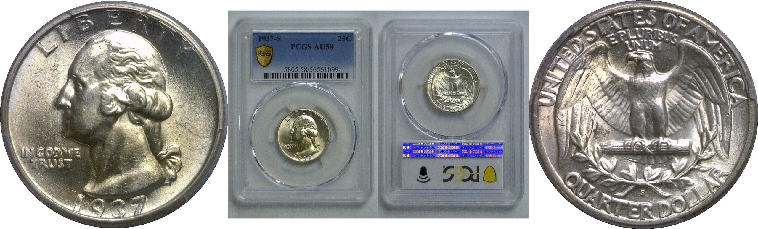 1937-S Washington Quarter   PCGS AU-58