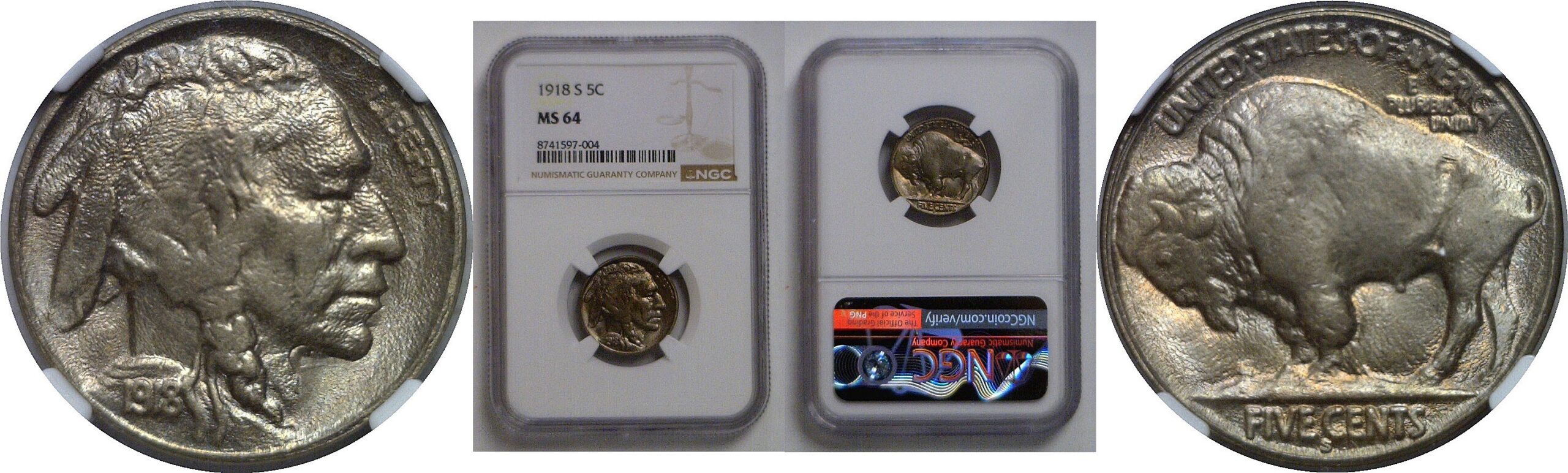 1918-S Buffalo Nickel   NGC MS-64