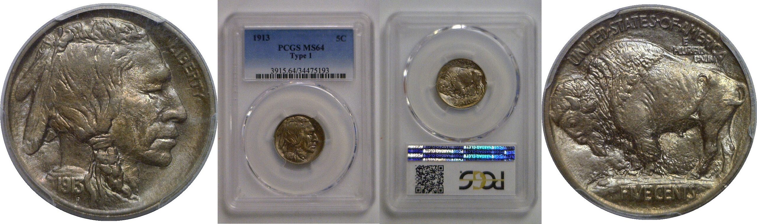 1913 T-1  Buffalo Nickel   PCGS MS-64
