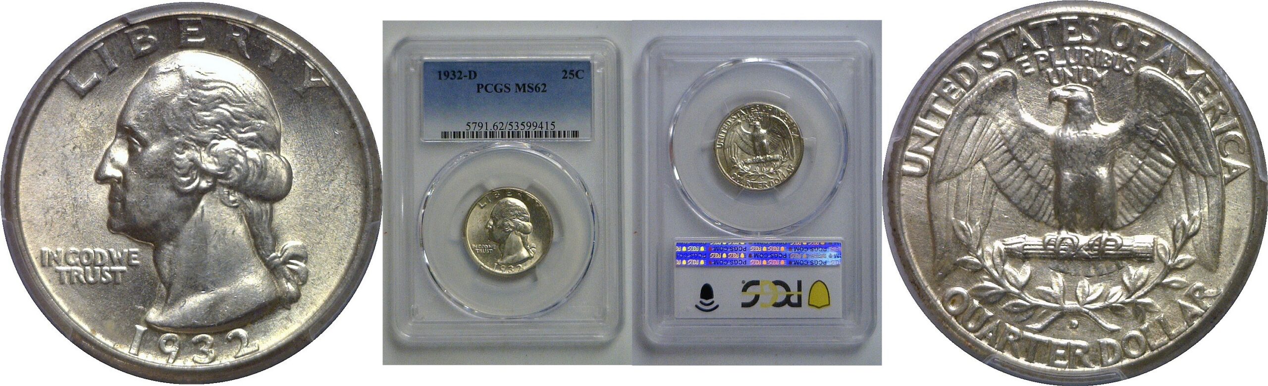 1932-D Washington Quarter   PCGS MS-62