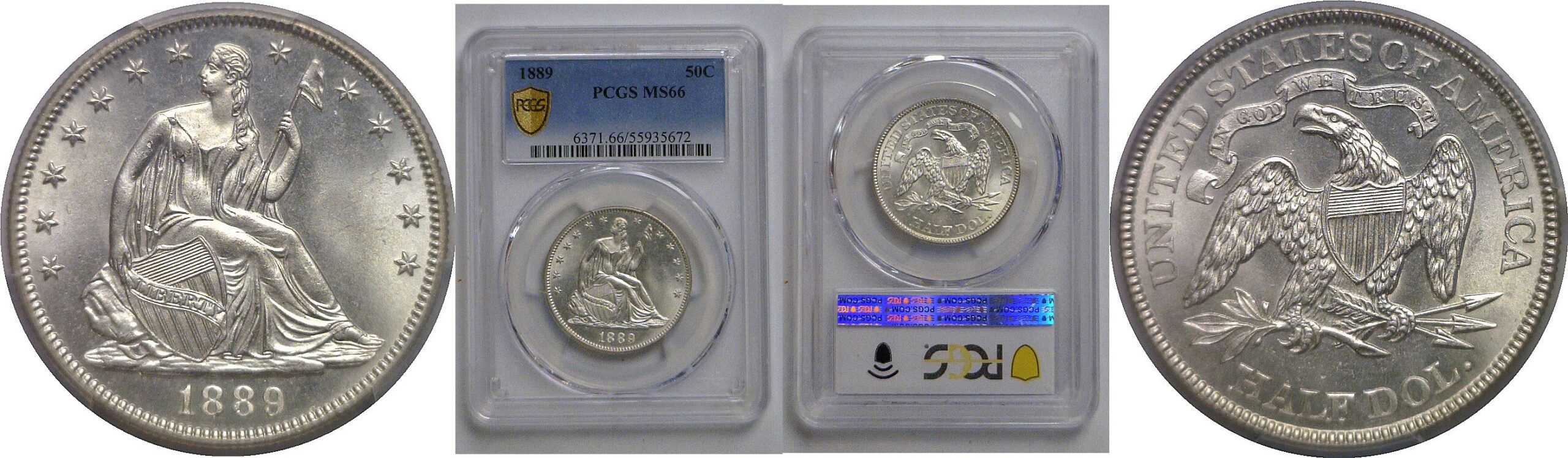 1889 Seated Liberty Half Dollar   PCGS MS-66