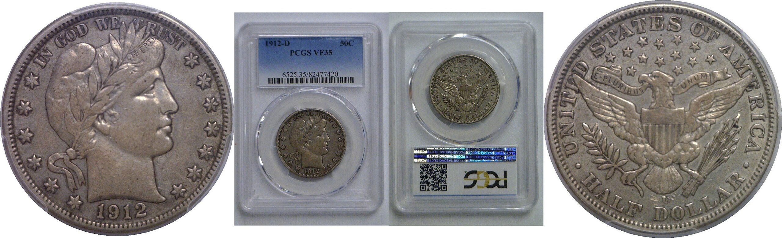 1912-D Barber Half Dollar   PCGS VF-35