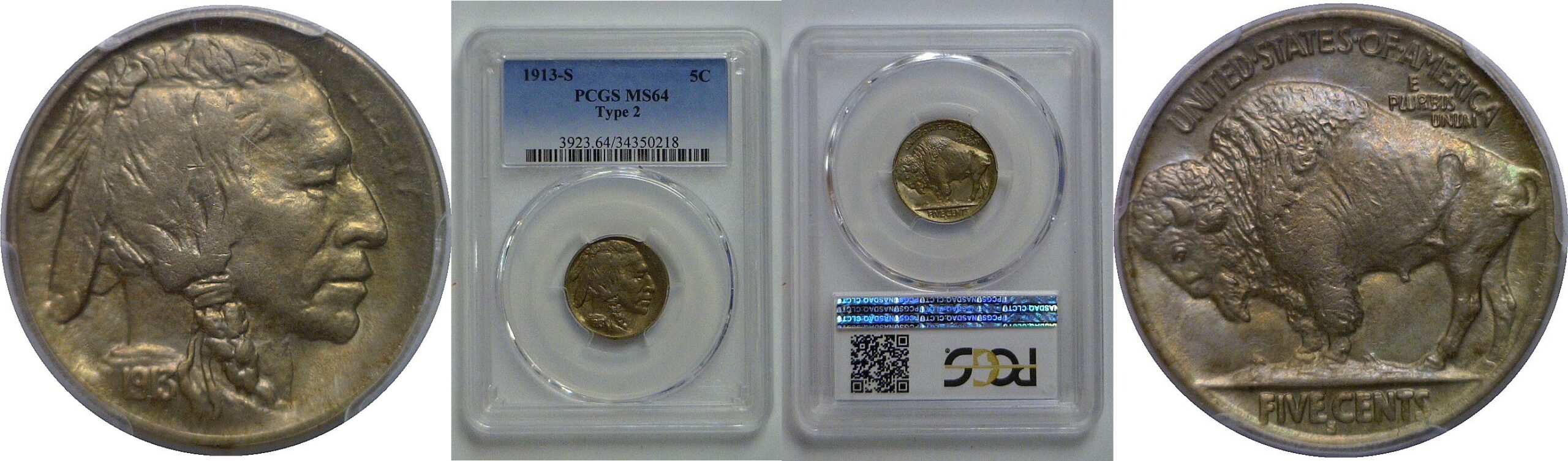 1913-S T-2   Buffalo Nickel   PCGS MS-64