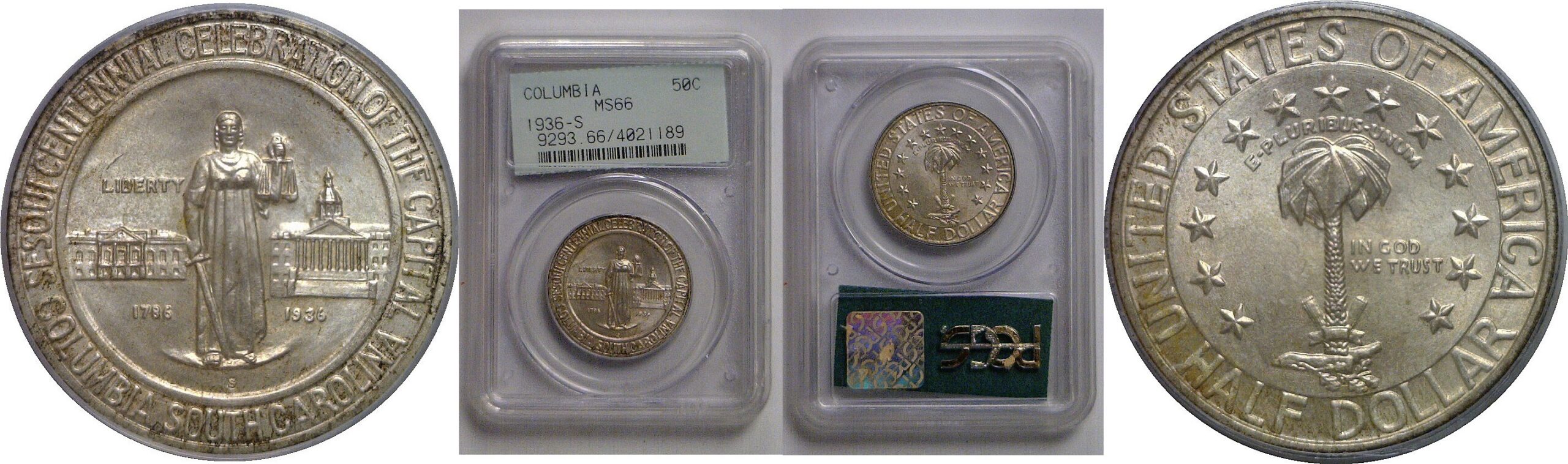 1936-S Columbia Commemorative Half Dollar   PCGS MS-66