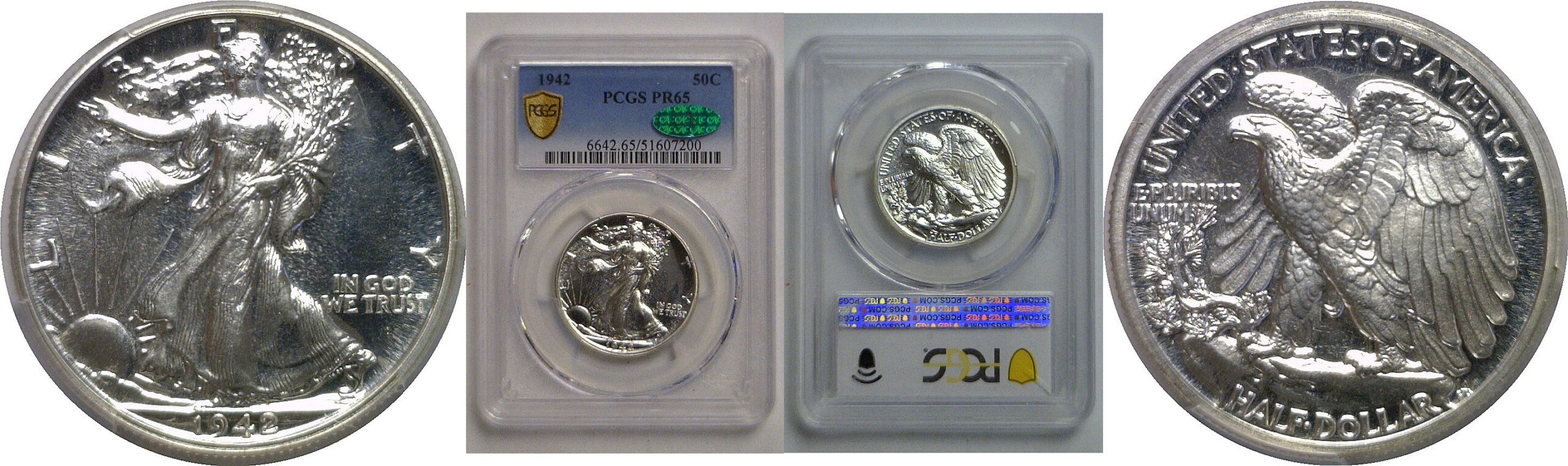 1942 Walking Liberty Half Dollar   PCGS PR-65  CAC