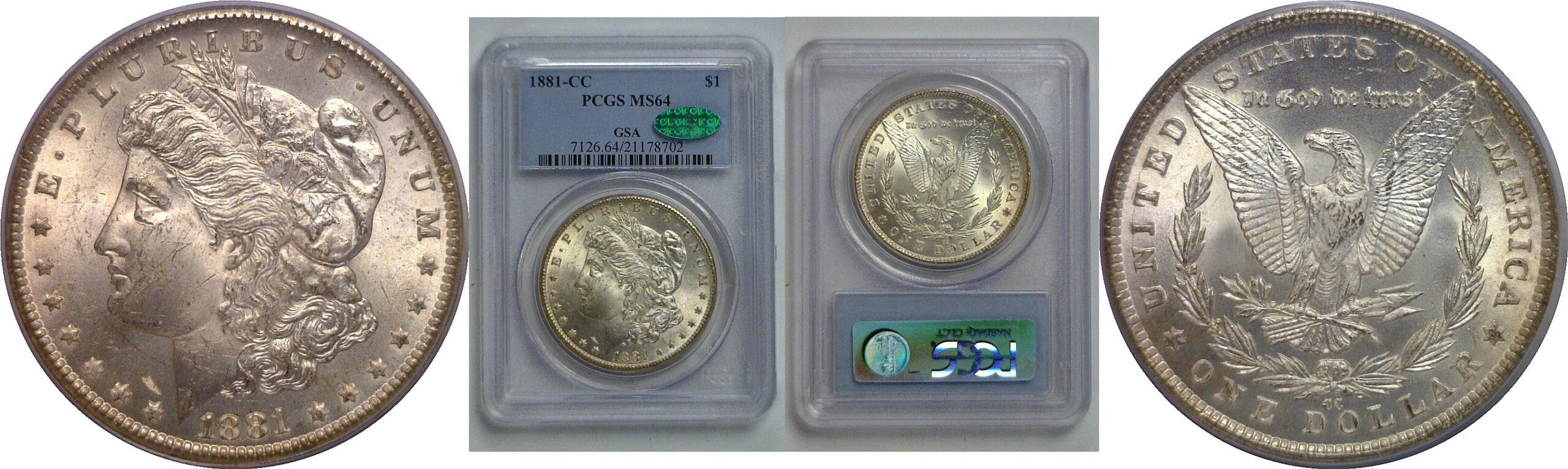1881-CC Morgan Dollar   PCGS MS-64  CAC
