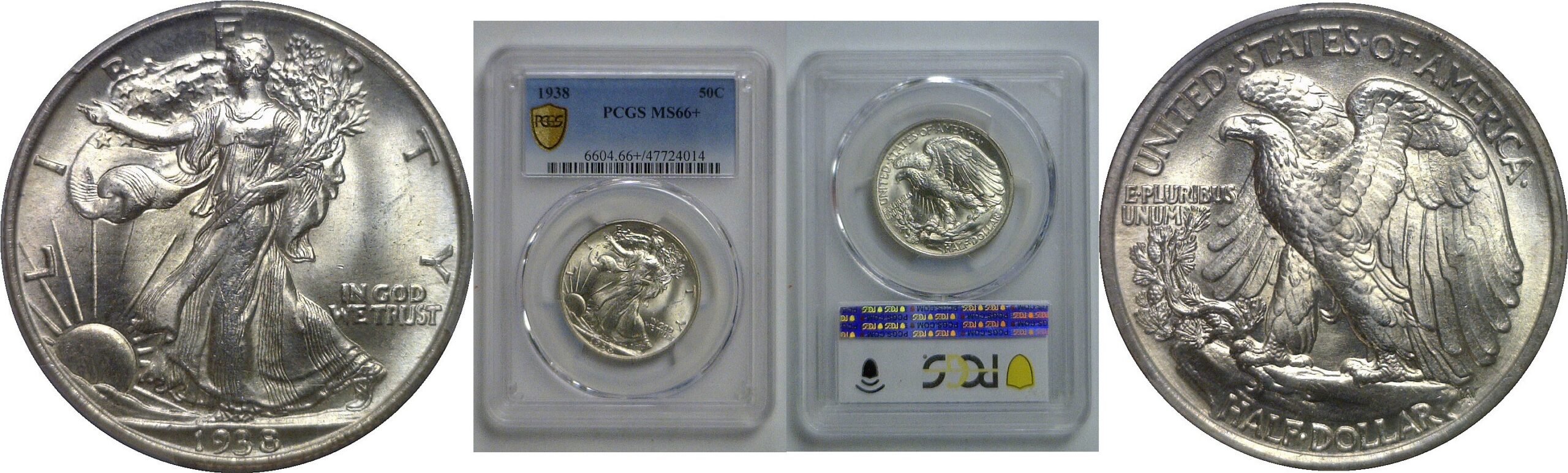 1938 Walking Liberty Half Dollar   PCGS MS-66+