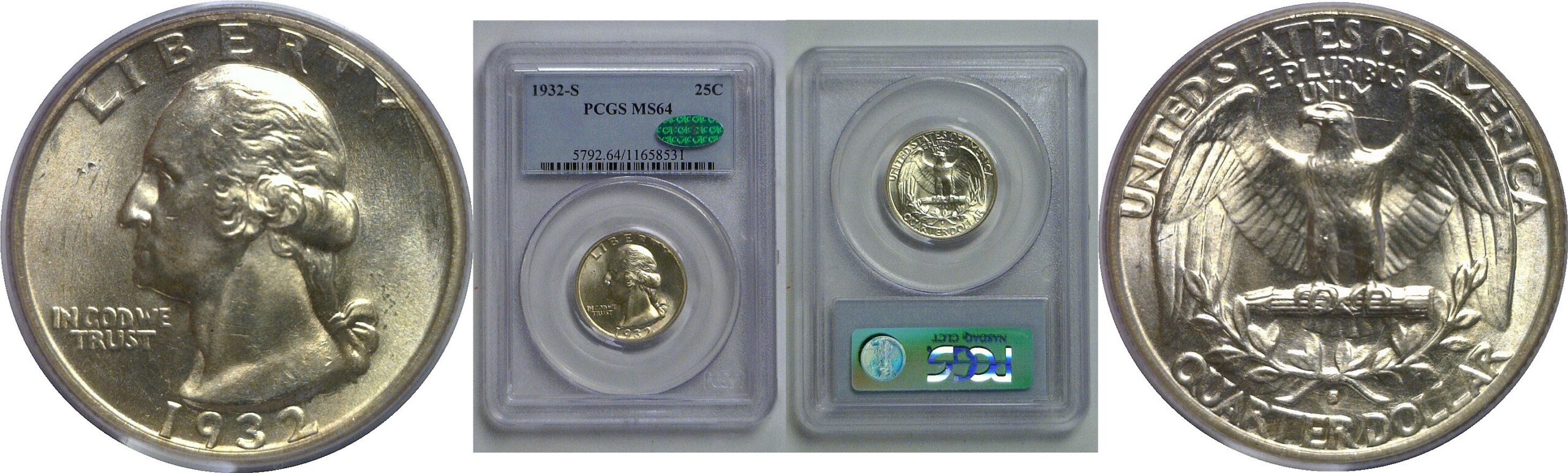 1932-S Washington Quarter   PCGS MS-64  CAC