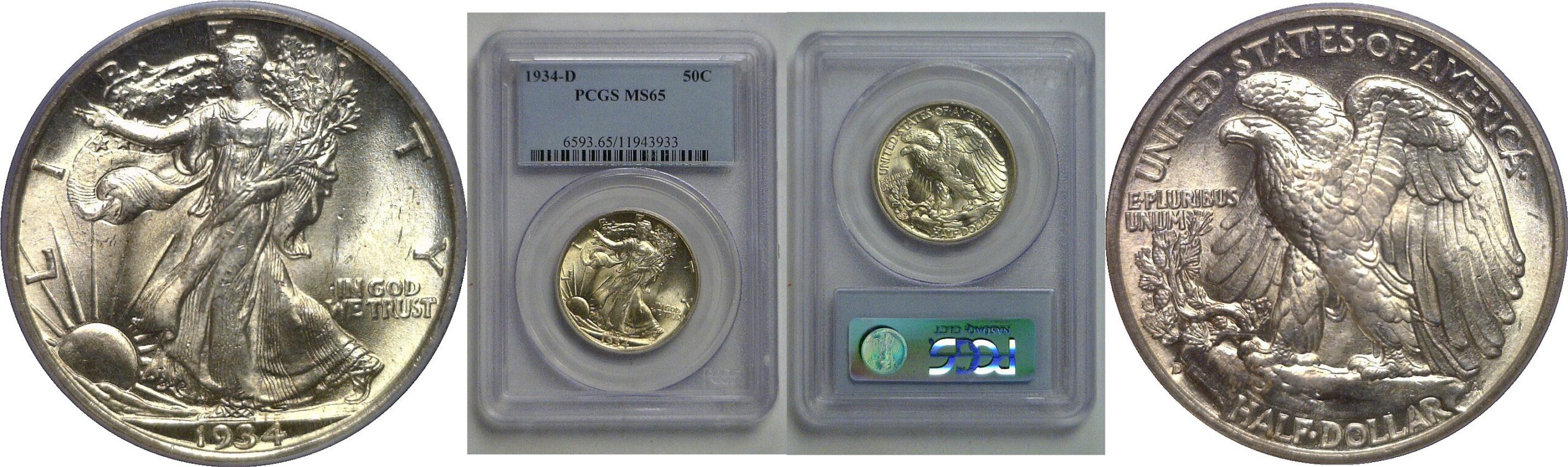 1934-D Walking Liberty Half Dollar   PCGS MS-65
