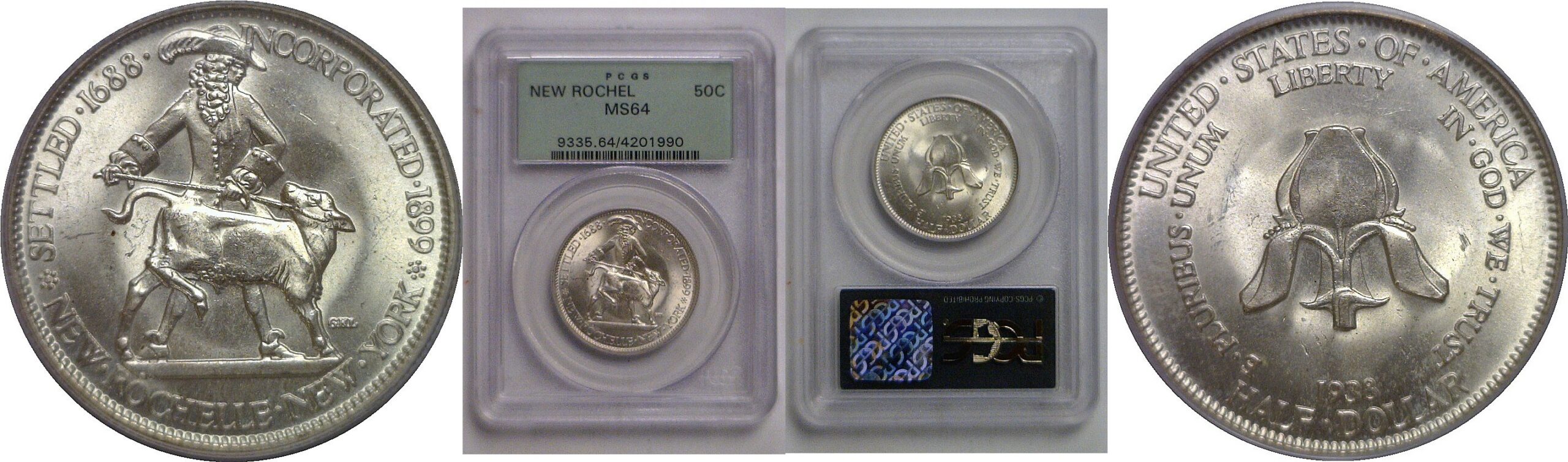 1938 New Rochelle Commemorative Half Dollar   PCGS MS-64