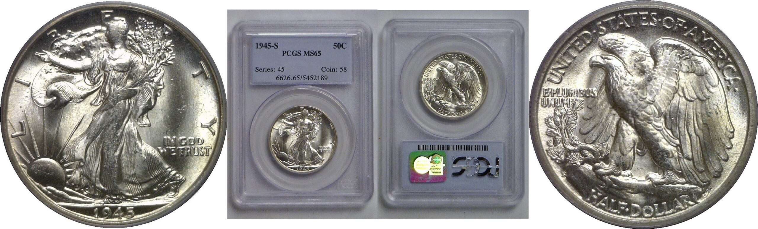 1945-S Walking Liberty Half Dollar   PCGS MS-65