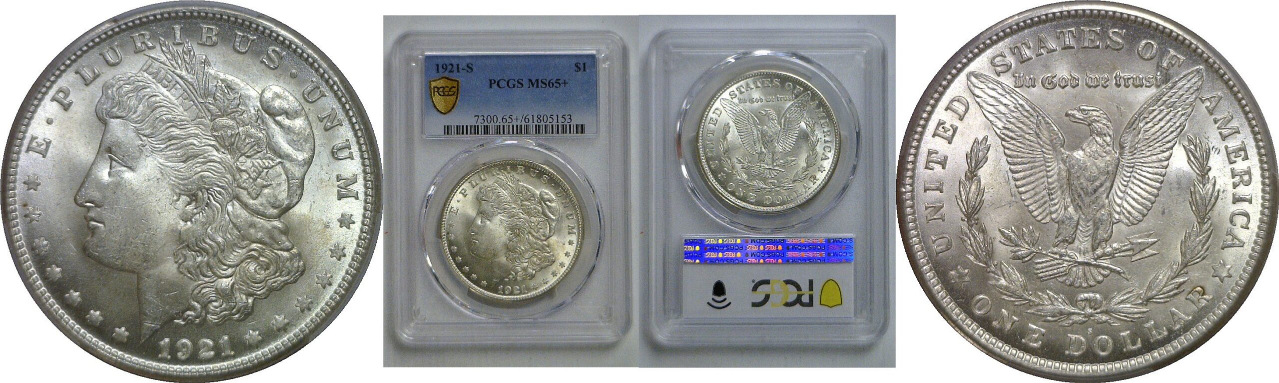 1921-S Morgan Dollar   PCGS MS-65+