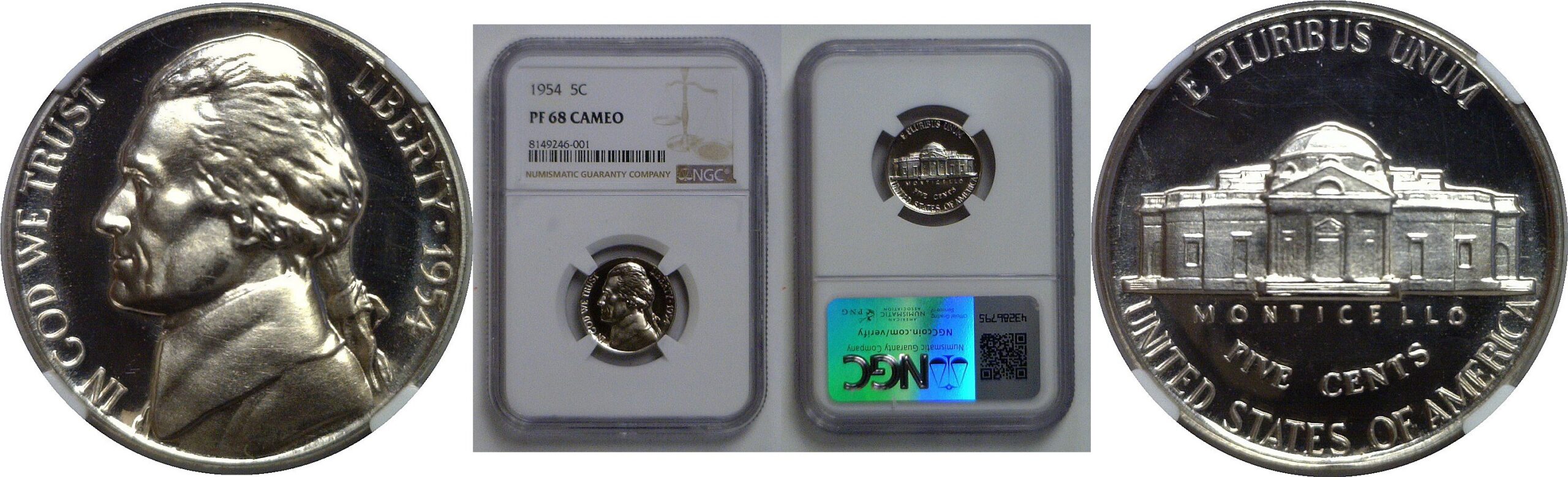 1954 Jefferson Nickel   NGC PF-68 Cameo