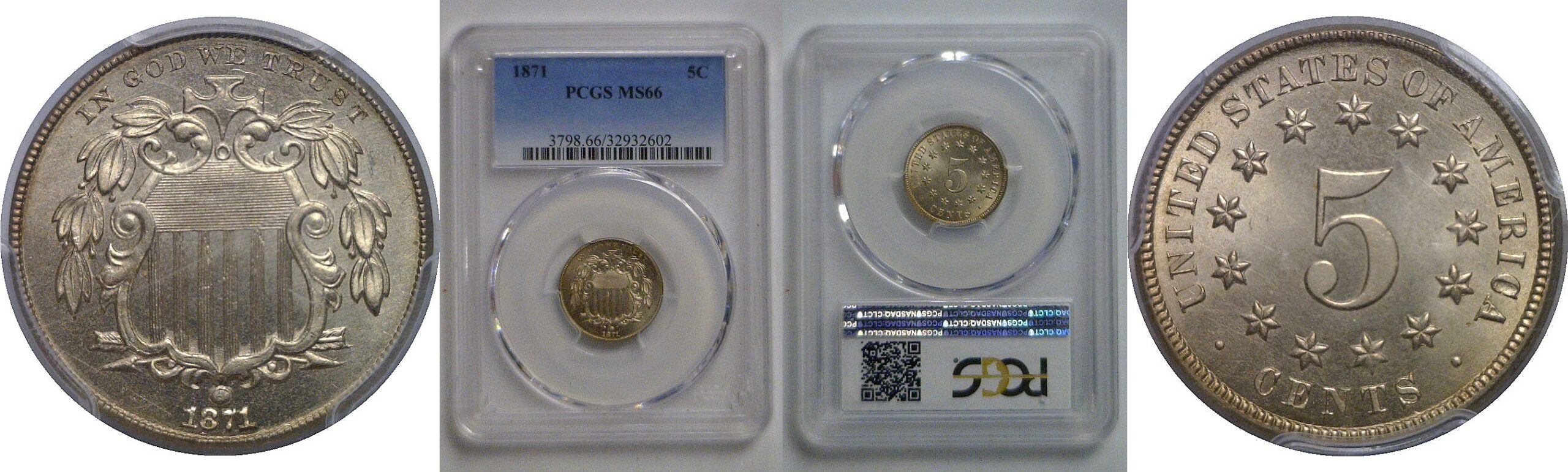 1871 Shield Nickel   PCGS MS-66