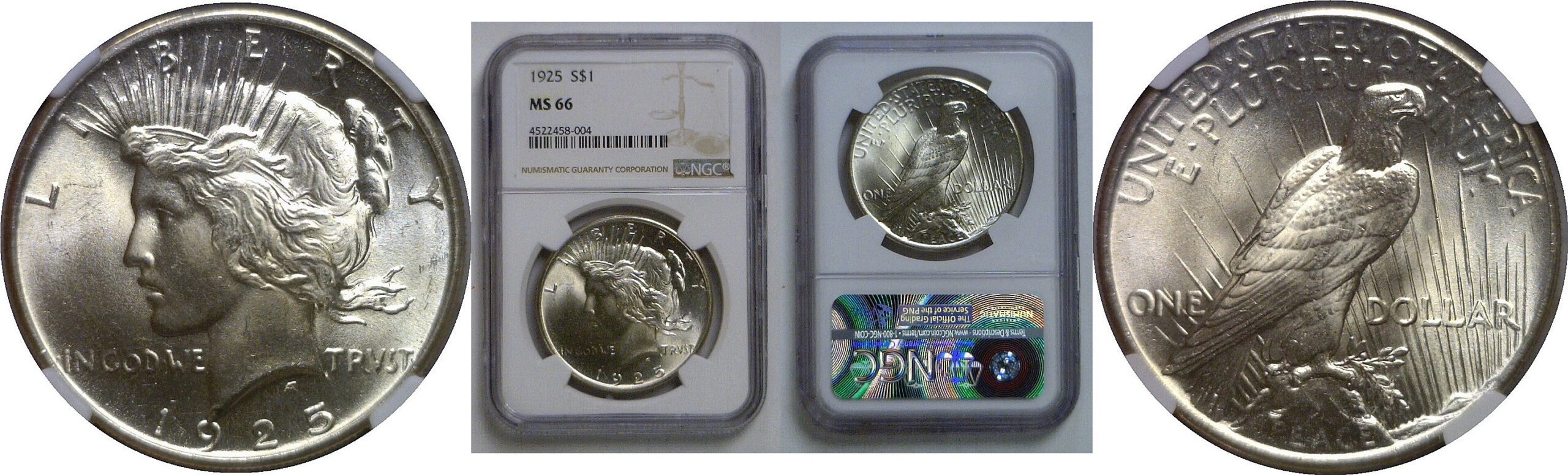 1925 Peace Dollar   NGC MS-66
