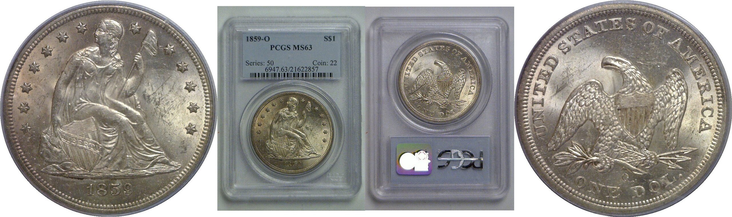 1859-O Seated Liberty Dollar   PCGS MS-63
