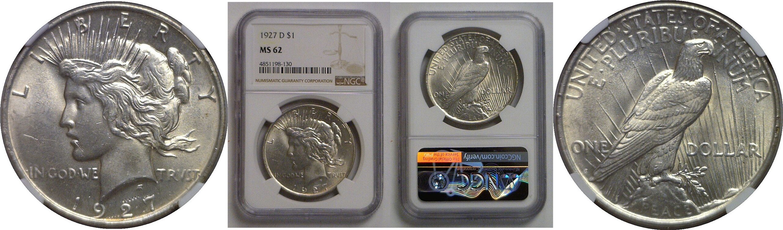 1927-D Peace Dollar   NGC MS-62