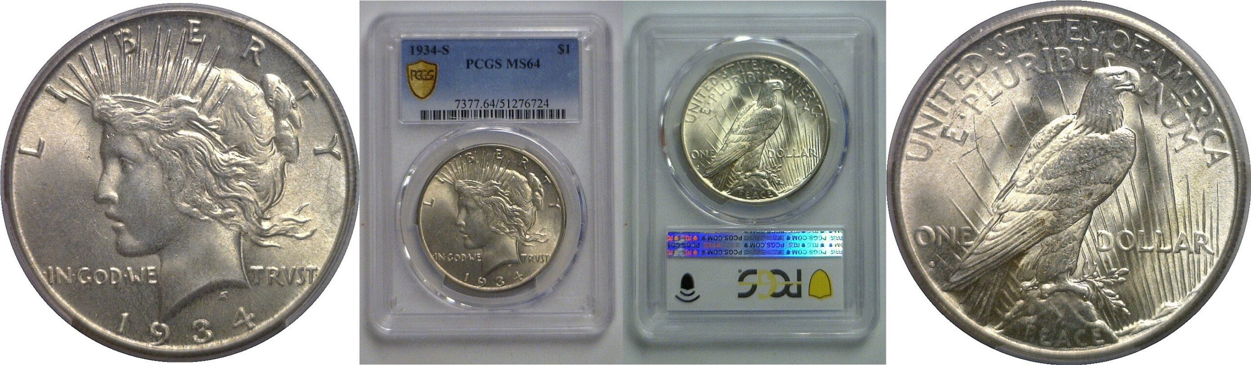 1934-S Peace Dollar   PCGS MS-64