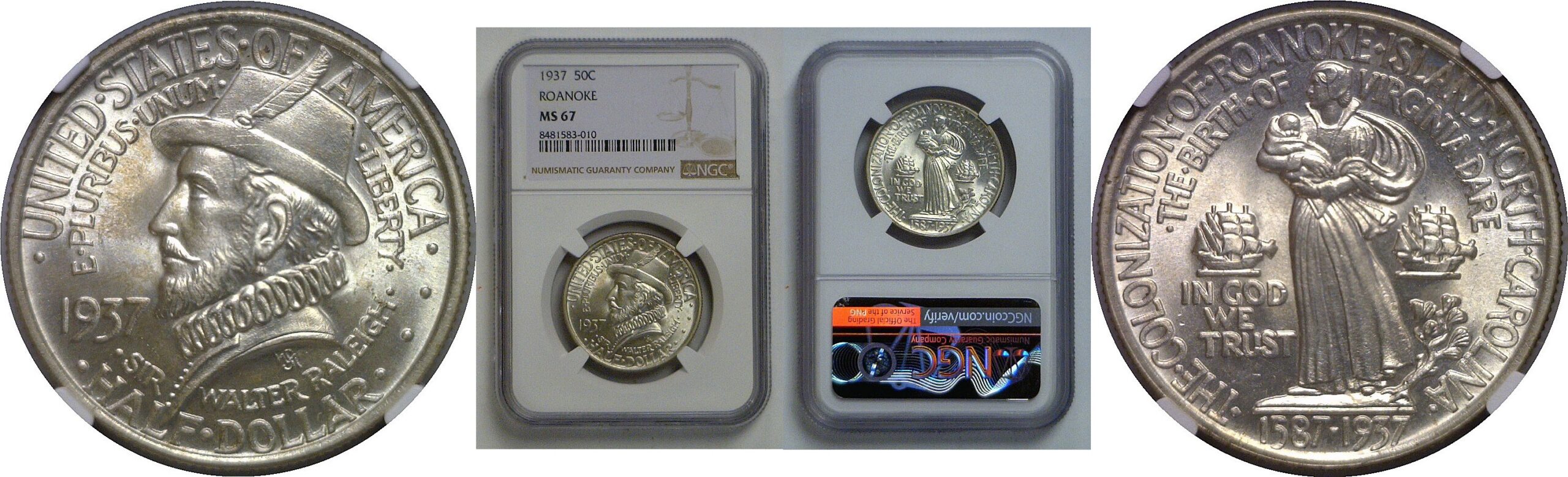1937 Roanoke Commemorative Half Dollar   NGC MS-67