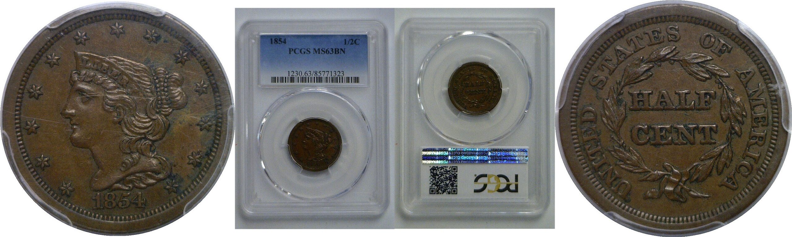 1954 Half Cent   PCGS MS-63 BN