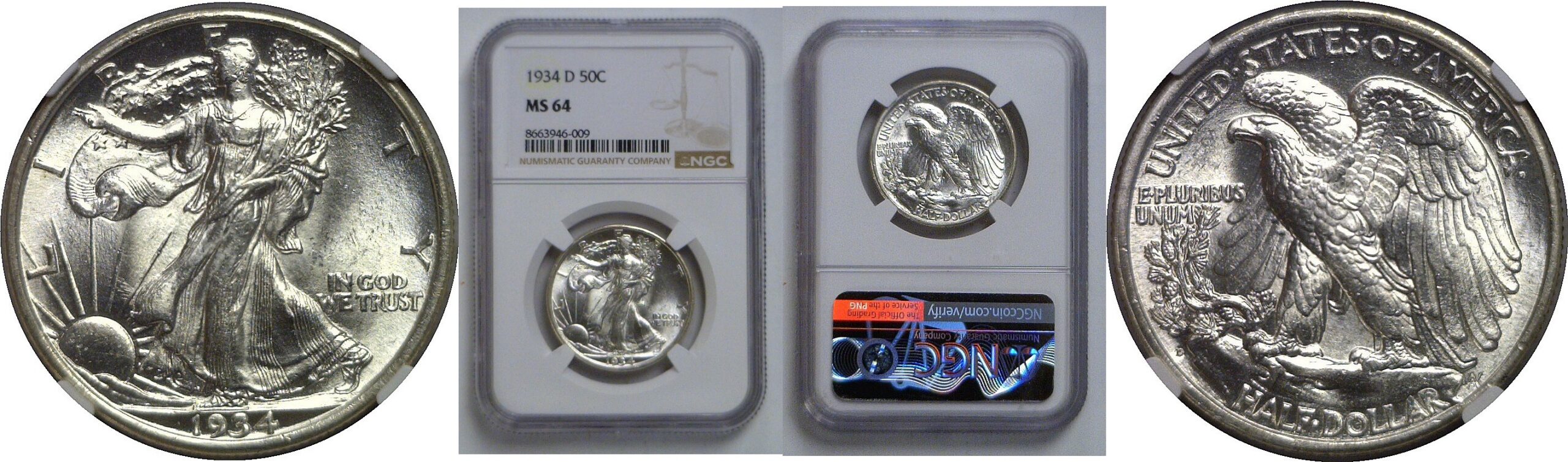 1934-D Walking Liberty Half Dollar   NGC MS-64