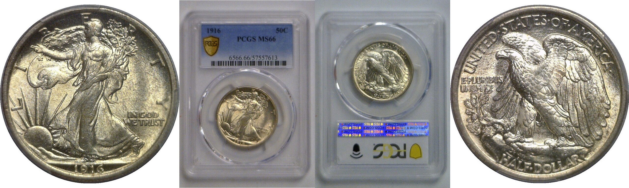 1916 Walking Liberty Half Dollar   PCGS MS-66