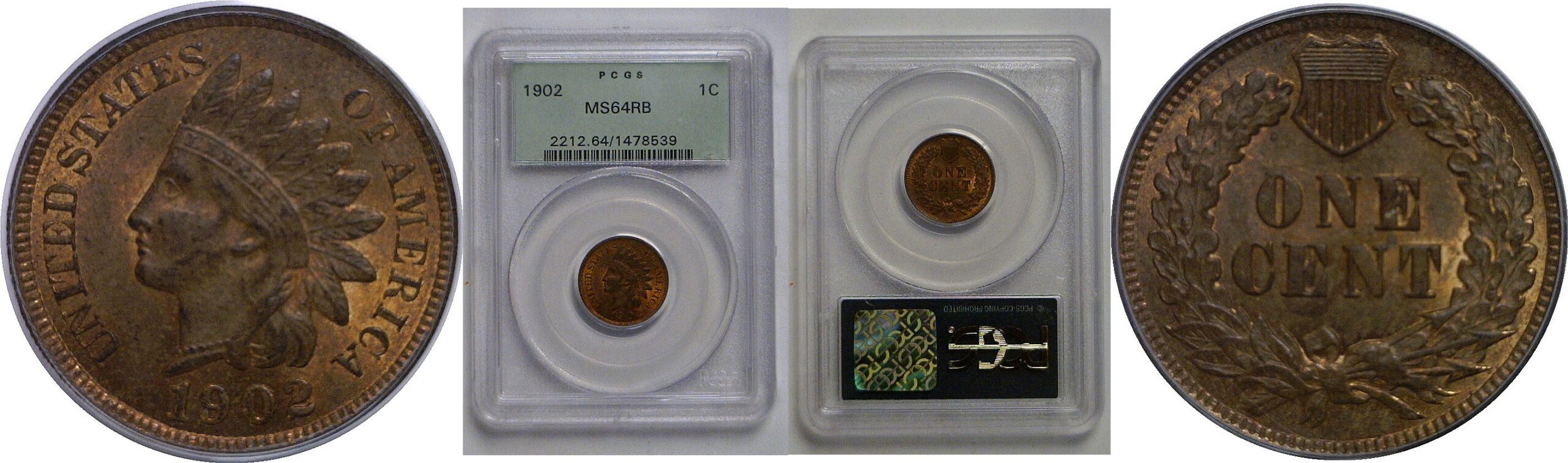 1902 Indian Head Cent   PCGS MS-64 RB