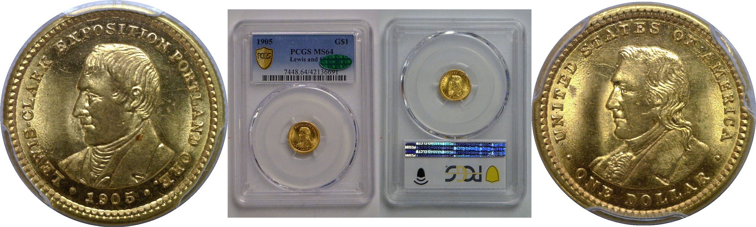 1905 $1 Lewis and Clark   Gold Commemorative   PCGS MS-64 CAC