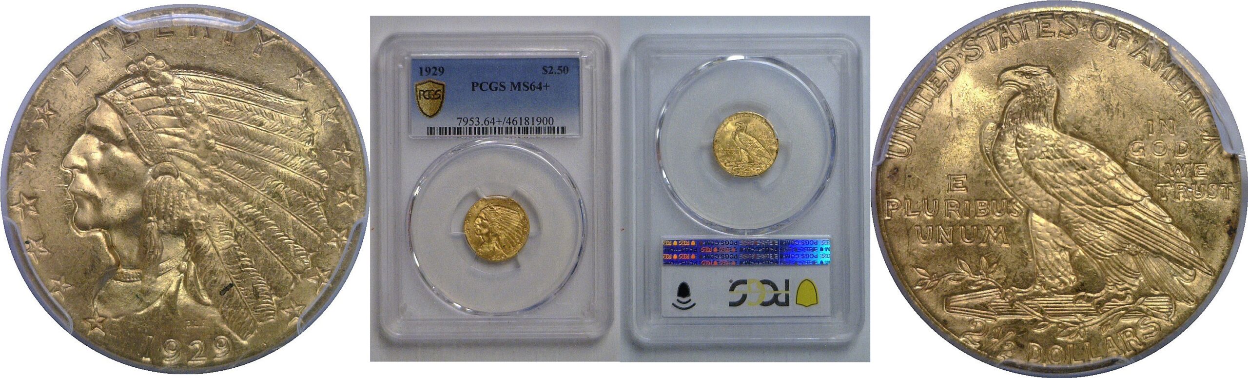 1929 $2 1/2 Indian   PCGS MS-64+