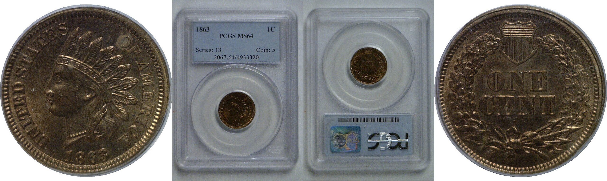 1863 Indian Head Cent   PCGS MS-64