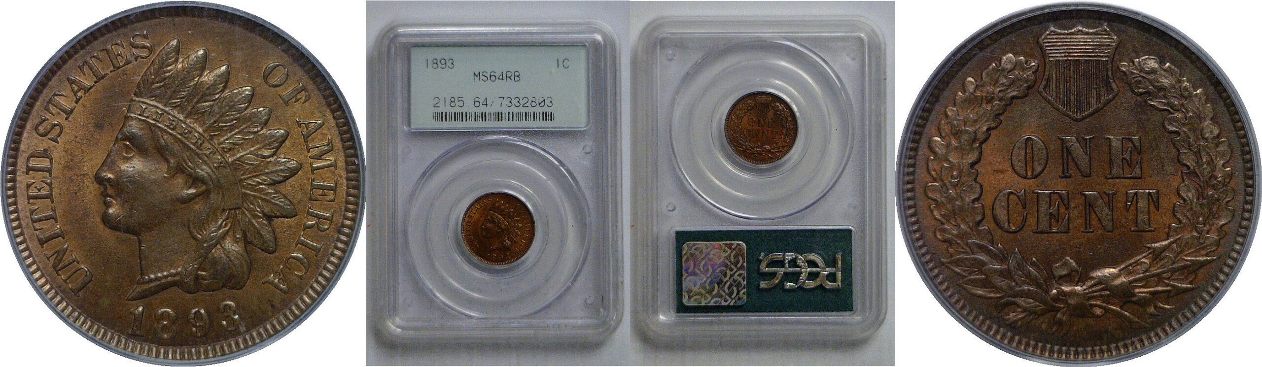 1893 Indian Head Cent   PCGS MS-64 RB