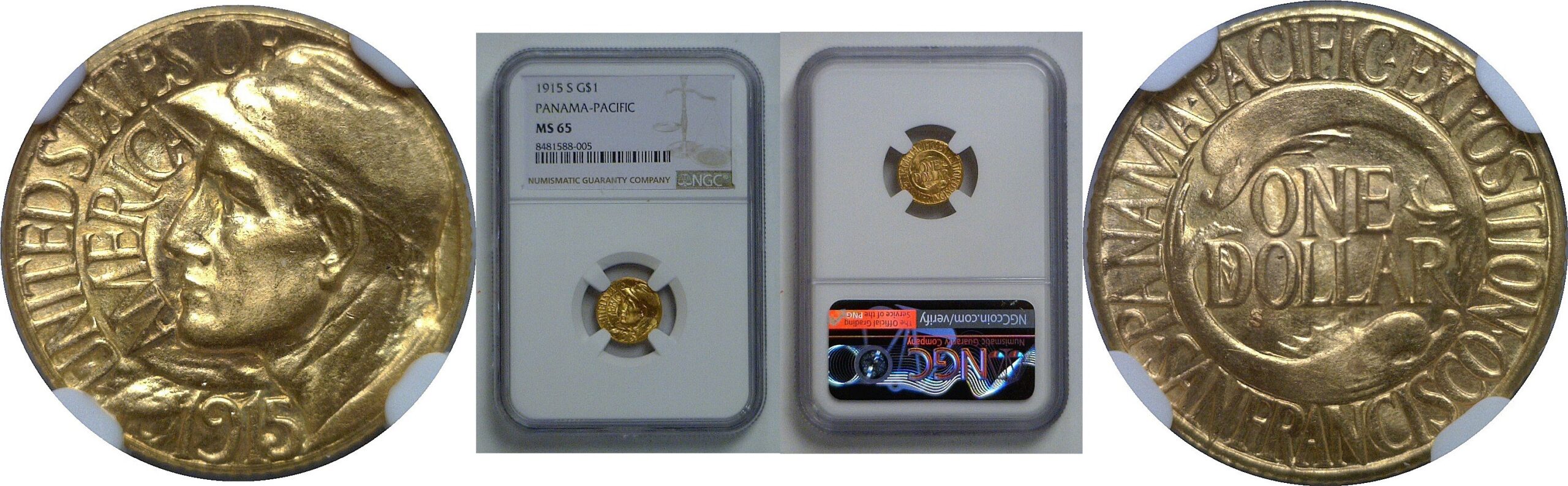 1915-S $1 Panama-Pacific Gold Commemorative   NGC MS-65