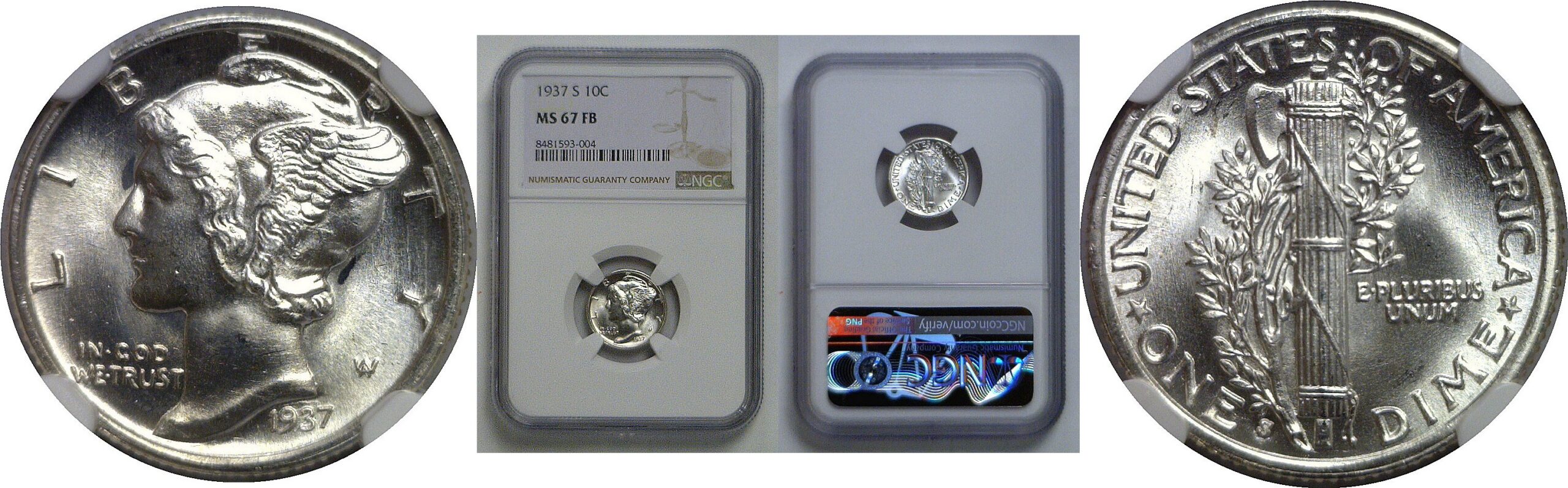 1937-S Mercury Dime   NGC MS-67 FB