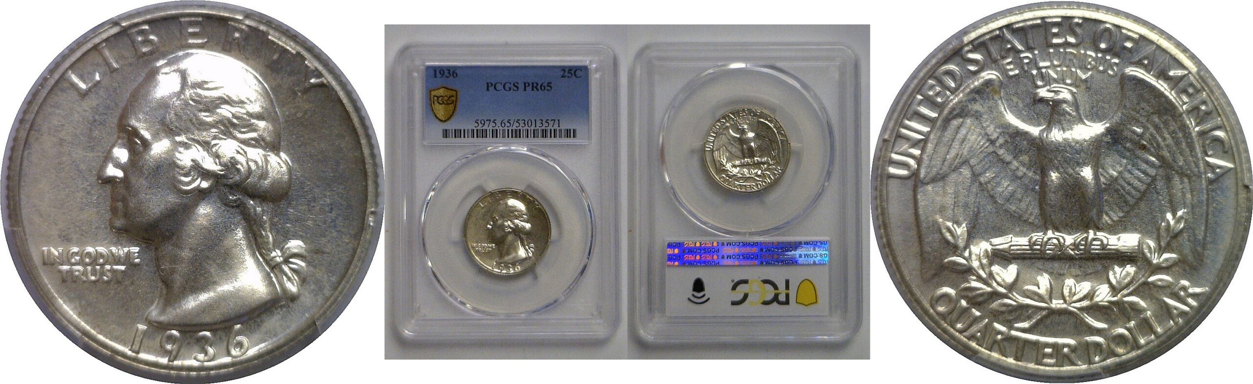 1936 Washington Quarter   PCGS PR-65
