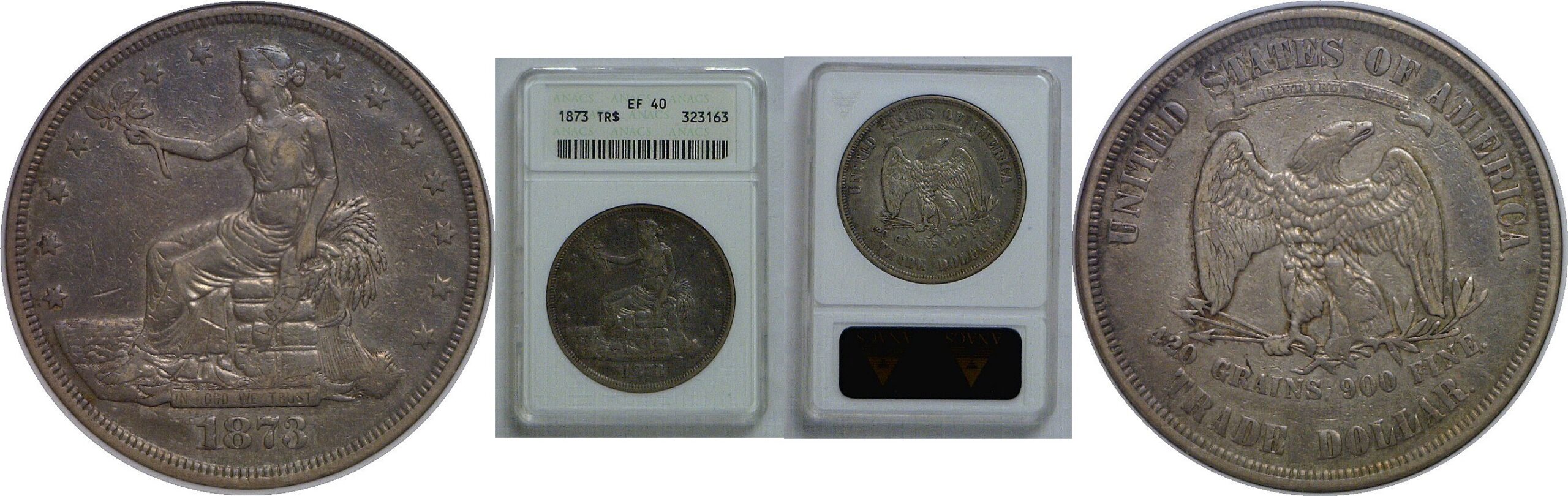 1873 Trade Dollar   ANACS EF-40