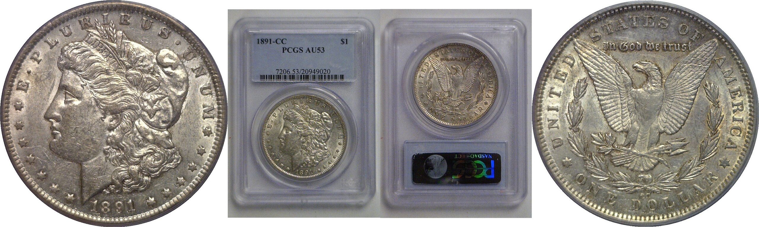 1891-CC Morgan Dollar   PCGS AU-53