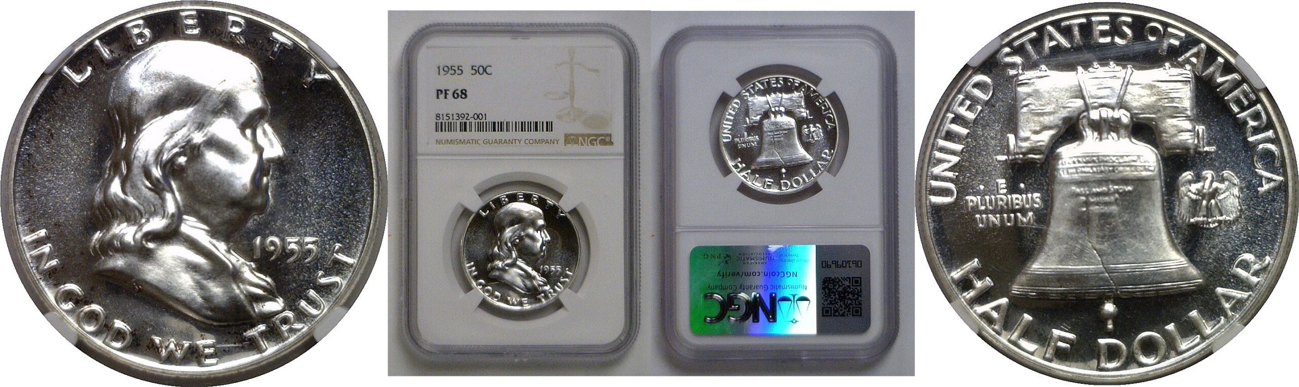1955 Franklin Half Dollar   NGC PF-68