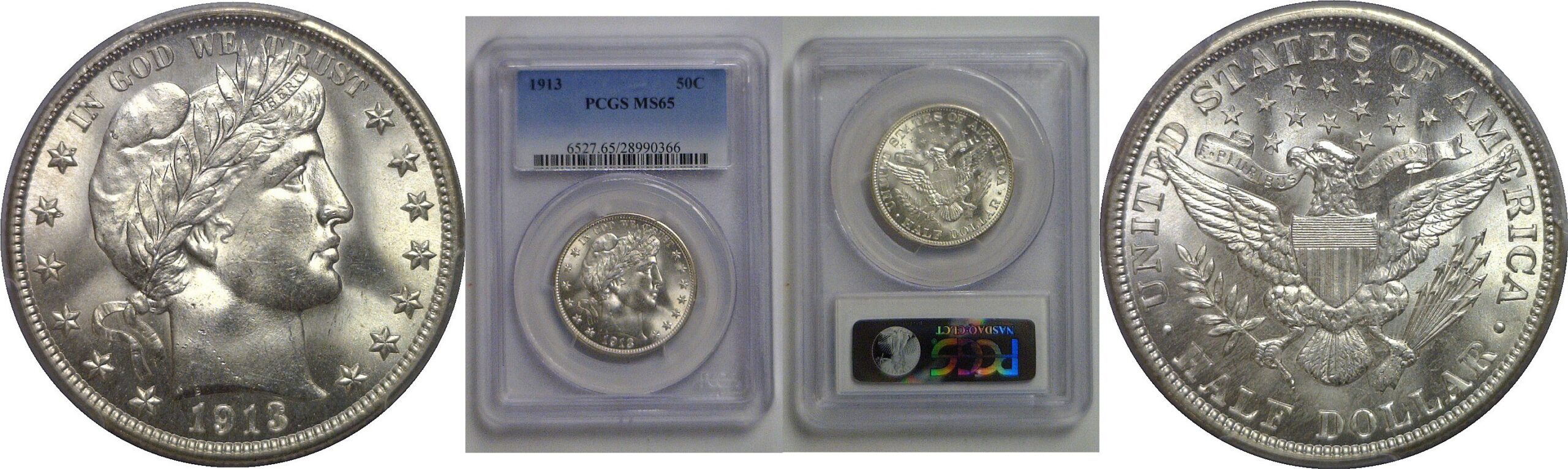 1913 Barber Half Dollar   PCGS MS-65