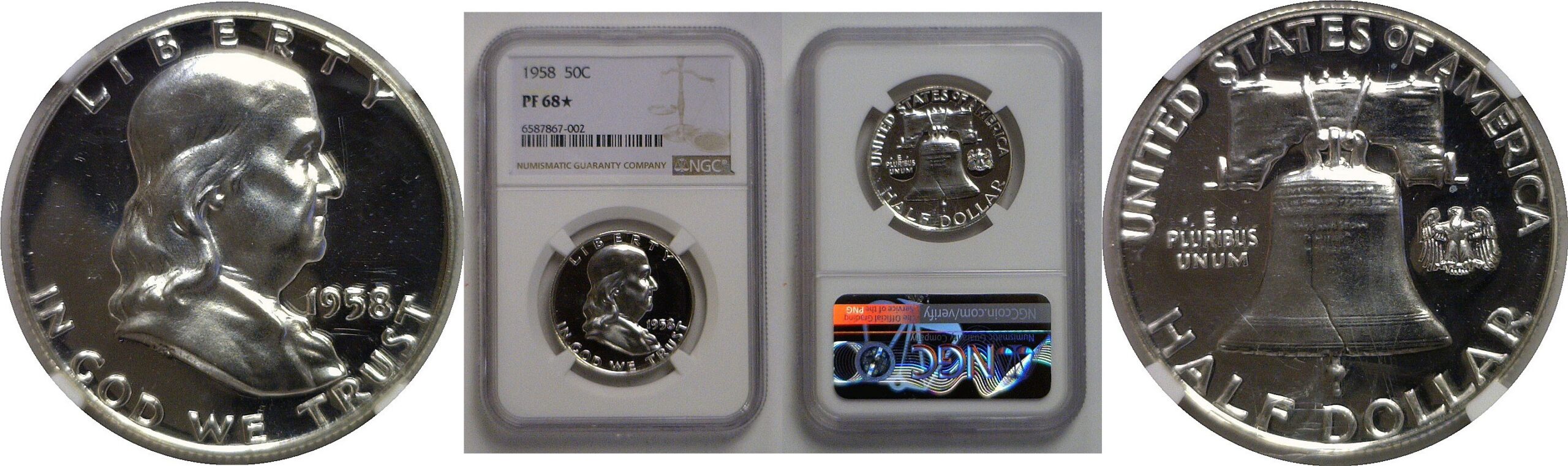 1958 Franklin Half Dollar   NGC PF-68 Star