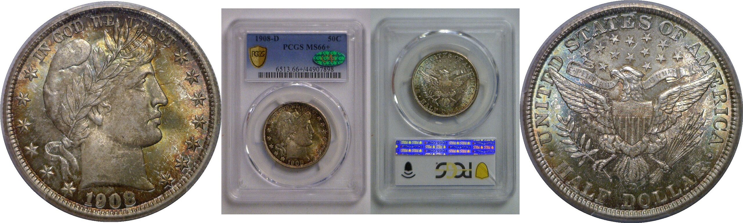 1908-D Barber Half Dollar   PCGS MS-66+  CAC