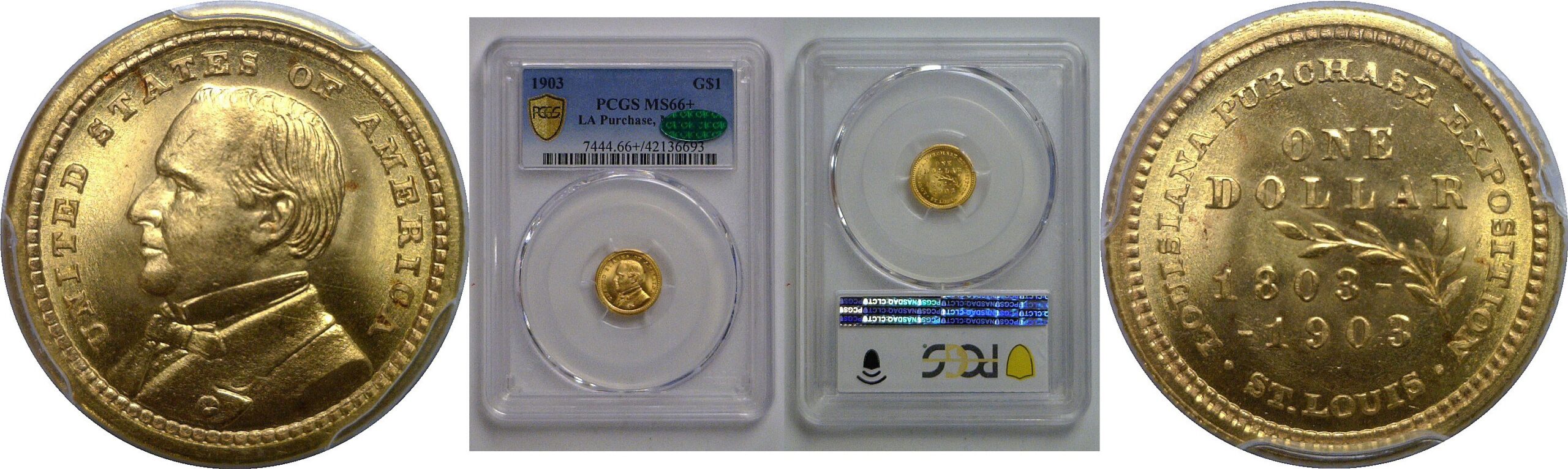 1903 $1 LA Purchase, McKinley  Gold Commemorative   PCGS MS-66+ CAC