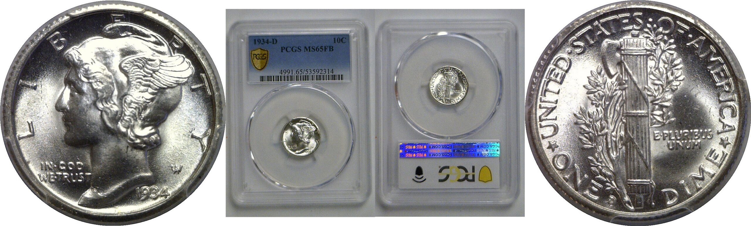 1934-D Mercury Dime   PCGS MS-65 FB